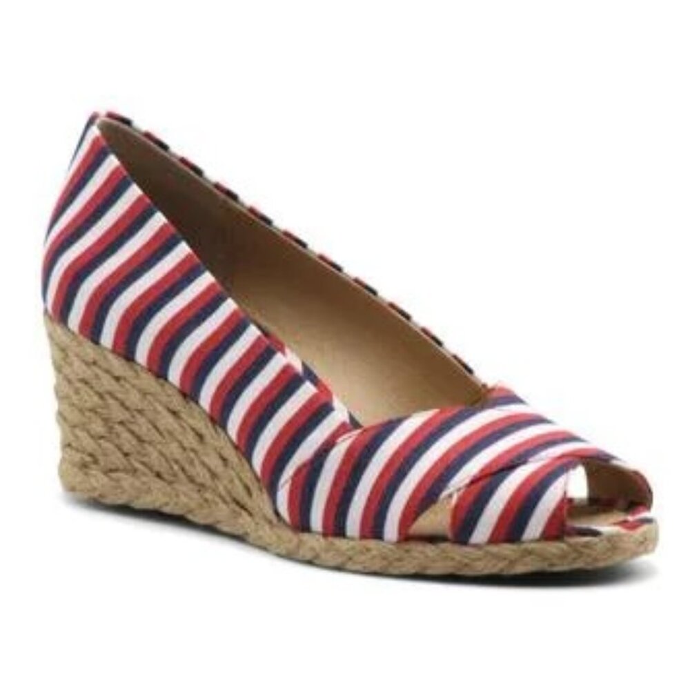 New Adrienne Vittadini red, white, blue stripe espadrilles 7.5M